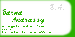 barna andrassy business card
